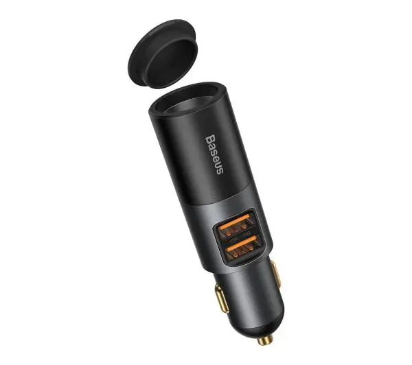 Baseus CCBT-D0G ładowarka Share Together Fast z gniazdem zapalniczki, 2x USB, 120W (szary)