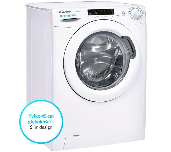 Candy Smart CS4 1062DE/1-S Slim 6kg 1000obr/min - DRUGI -30%, ALBO 5-TY ZA 1ZŁ - Kup na Raty - RRSO 0%