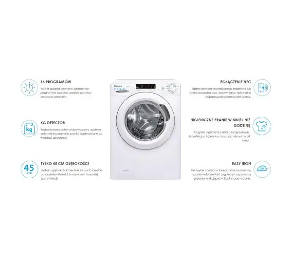 Candy Smart CS4 1062DE/1-S Slim 6kg 1000obr/min - DRUGI -30%, ALBO 5-TY ZA 1ZŁ - Kup na Raty - RRSO 0%