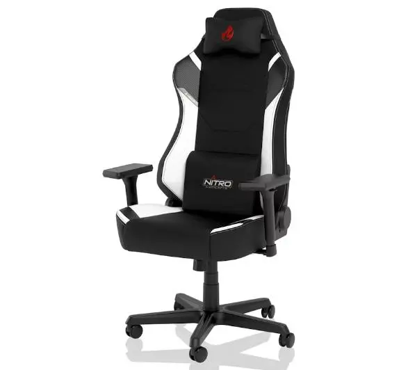 Nitro Concepts X1000 Radiant White Gamingowy  do 135kg Tkanina Czarno-biały