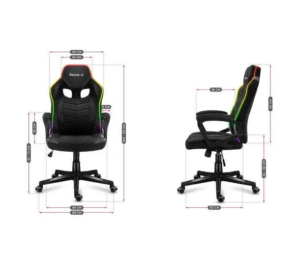 Huzaro Force 2.5 Mesh RGB Gamingowy do 130kg Tkanina Czarny - Kup na Raty - RRSO 0%