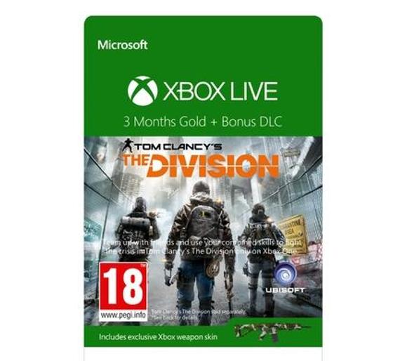 karta subskrypcja Subskrypcja Xbox Live Gold The Division (3 m-ce)