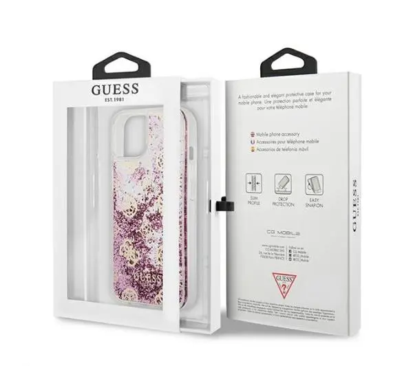 Guess Peony Liquid Glitter GUHCP13SLGPEPI do iPhone 13 mini