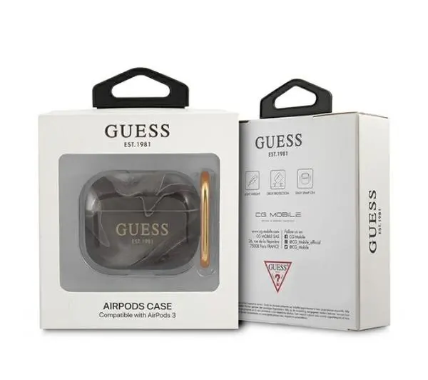 Guess Marble Collection do AirPods 3 Czarno-biały
