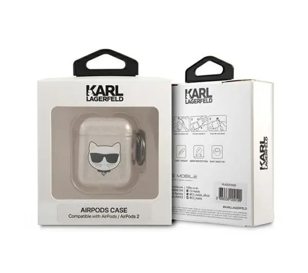 Karl Lagerfeld Glitter Choupette KLA2UCHGD do AirPods Beżowy