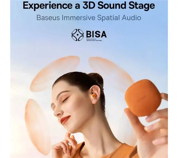 Baseus AirNora 2 Dokanałowe Bluetooth 5.3 Pomarańczowy
