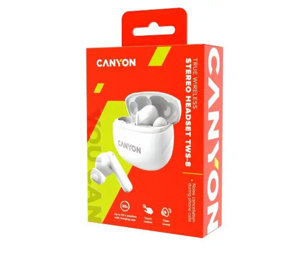Canyon TWS-8 ENC Dokanałowe Bluetooth 5.3 Biały