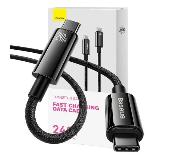 Baseus Tungsten Gold 240W USB-C do USB-C 3m Czarny