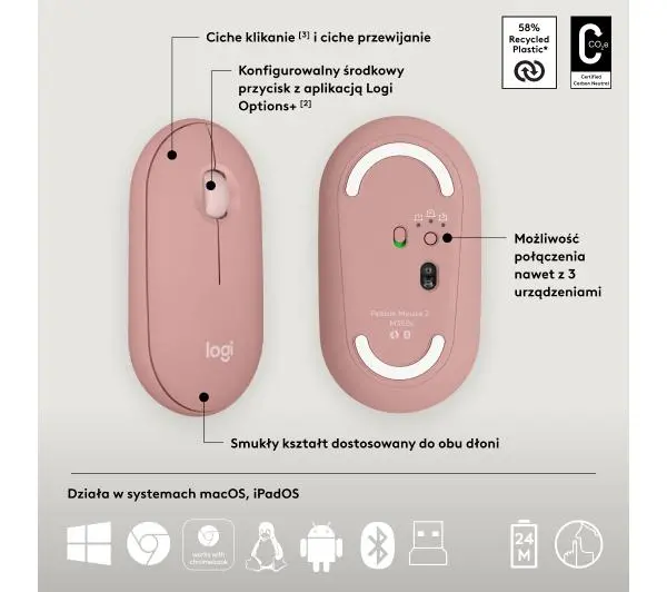 Logitech Pebble 2 Combo  Różowy