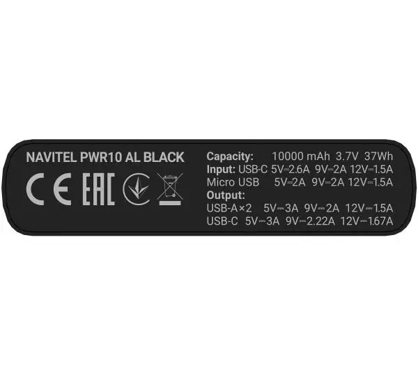 Navitel PWR10 AL Black 10000mAh 22,5W Czarny