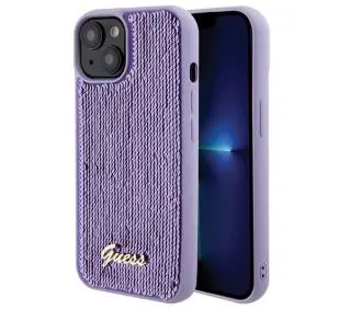 Guess Sequin Script Metal GUHCP15SPSFDGSU do iPhone 15 Purpurowy