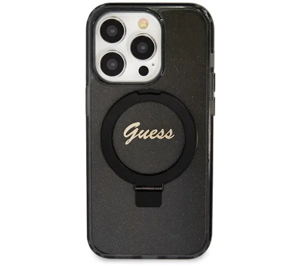 Guess Ring Stand Script Glitter MagSafe GUHMP13XHRSGSK do iPhone 13 Pro Max Czarny