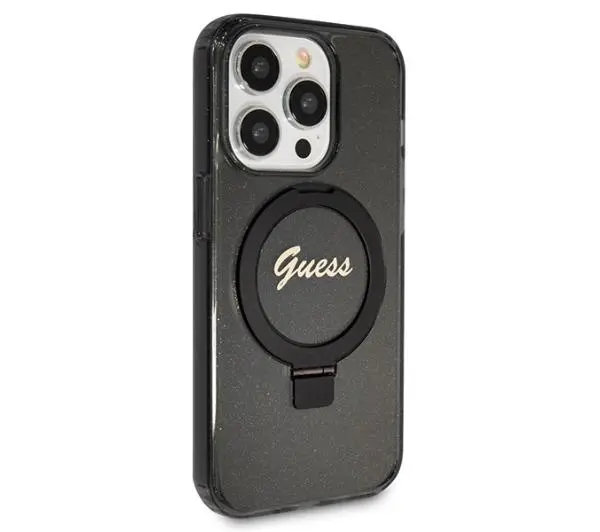 Guess Ring Stand Script Glitter MagSafe GUHMP13XHRSGSK do iPhone 13 Pro Max Czarny