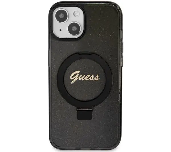 Guess Ring Stand Script Glitter MagSafe GUHMP13MHRSGSK do iPhone 13/14/15 Czarny