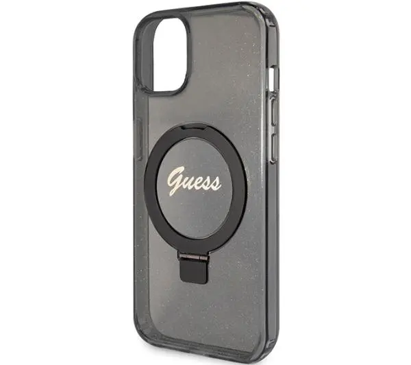 Guess Ring Stand Script Glitter MagSafe GUHMP13MHRSGSK do iPhone 13/14/15 Czarny