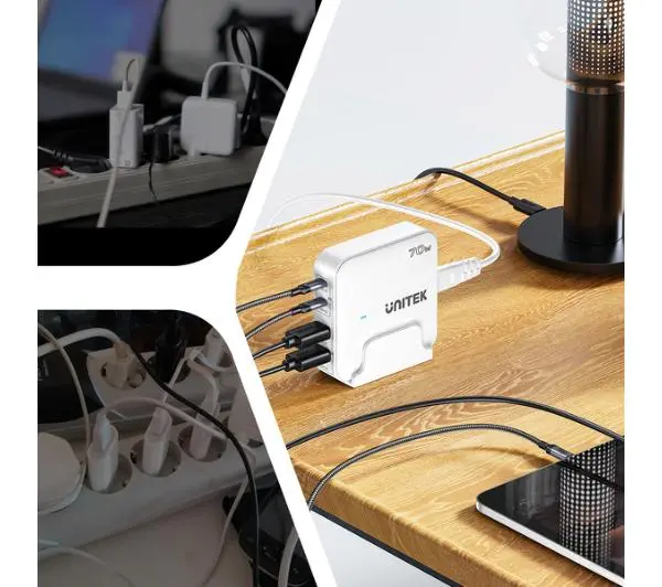 Unitek GaN 70W 2x USB-A+2x USB-C Biały