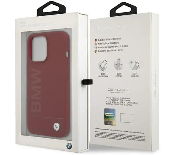 BMW Silicone Pattern MagSafe BMHMP15LSLBLRE do iPhone 15 Pro Czerwony