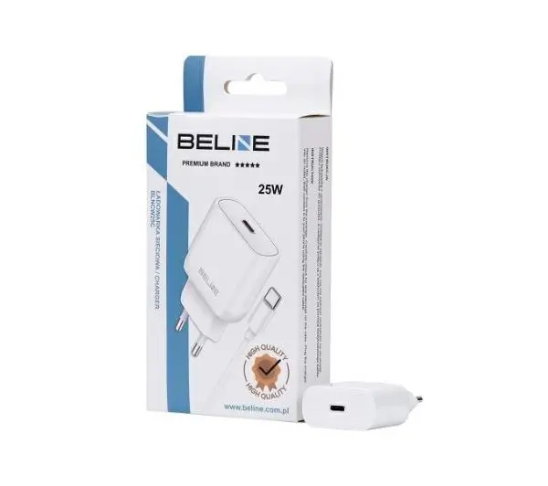 Beline 1x USB-C 25W + kabel USB-C PD 3.0 GaN Biały