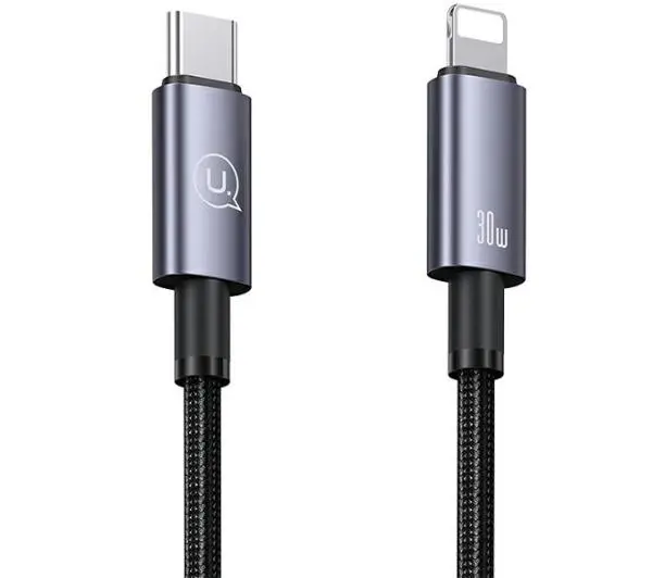 USAMS USB-C do Lightning 30W 1,2m Fast Charging Stalowy