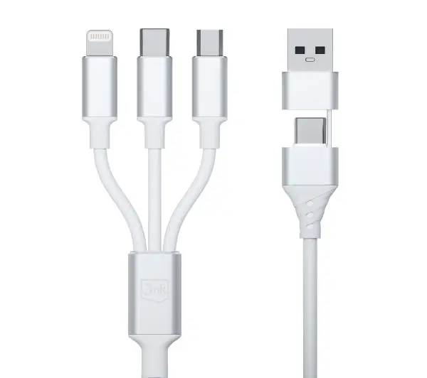 3mk Hyper 3in1 A/C do C/Micro/Lightning 1,5m Biały