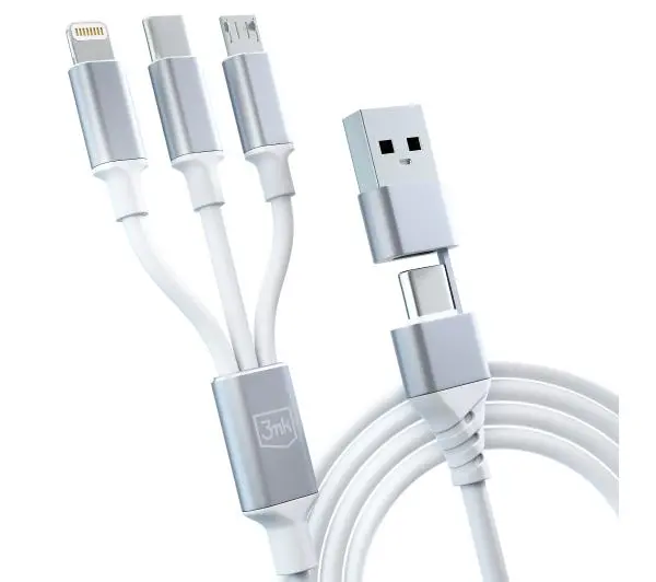 3mk Hyper 3in1 A/C do C/Micro/Lightning 1,5m Biały