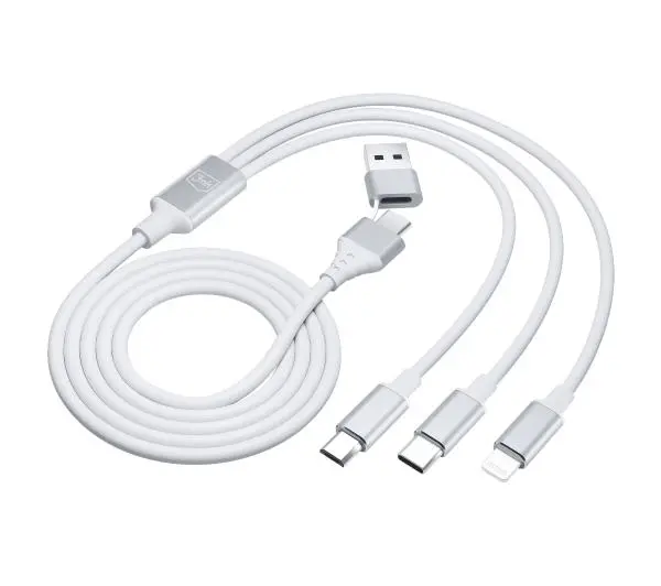 3mk Hyper 3in1 A/C do C/Micro/Lightning 1,5m Biały