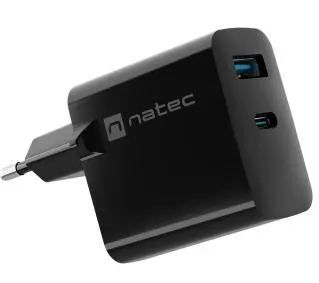Natec Ribera GaN 1xUSB-A+1xUSB-C 65W Czarny