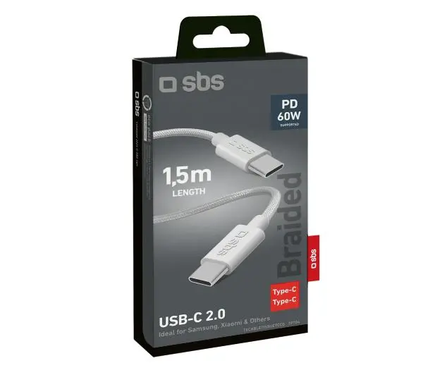 SBS USB-C do USB-C 60W 1,5m Szary