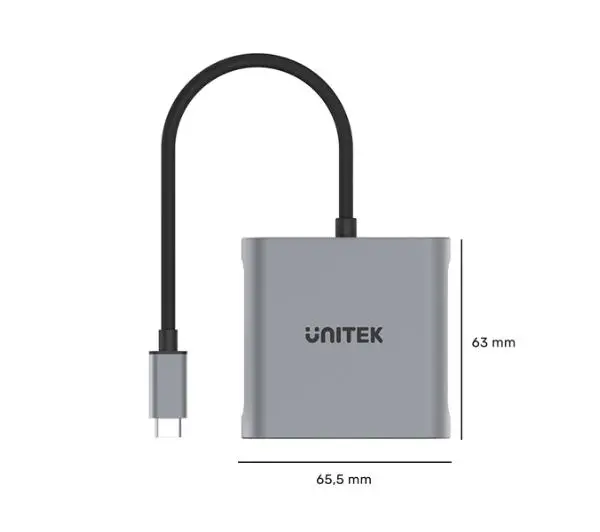 Unitek USB-C na 2x DP 1.4 8K 60Hz Szary