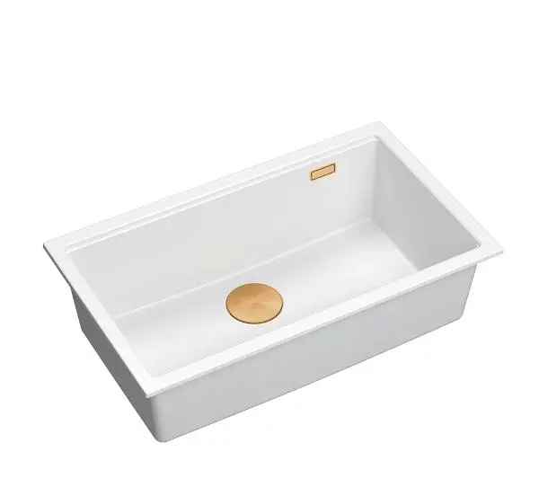 Zlewozmywaki kuchenne - Quadron LOGAN 110 HQD7644U1_PVDC1_I Granitowy Snow white/Miedziany