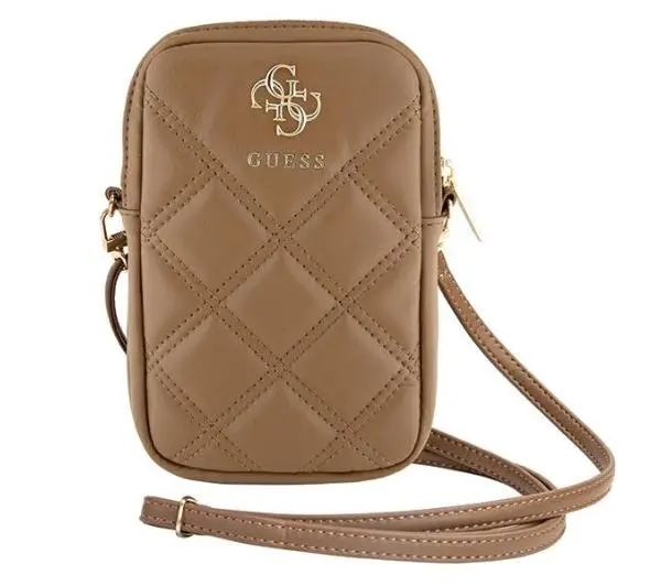 Guess torebka Zip Quilted 4G Brązowy