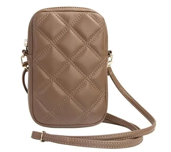 Guess torebka Zip Quilted 4G Brązowy