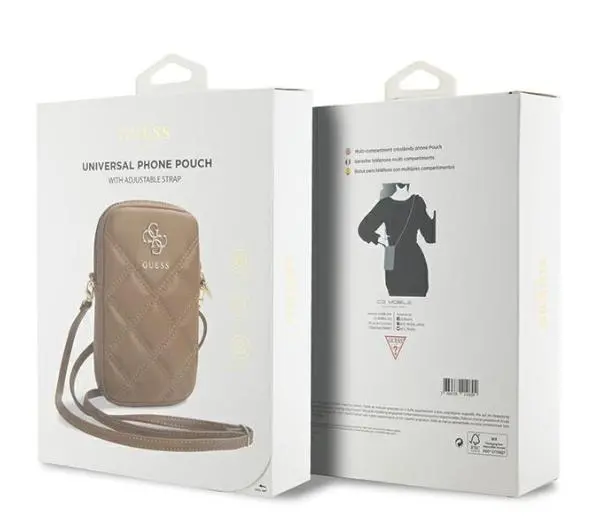 Guess torebka Zip Quilted 4G Brązowy