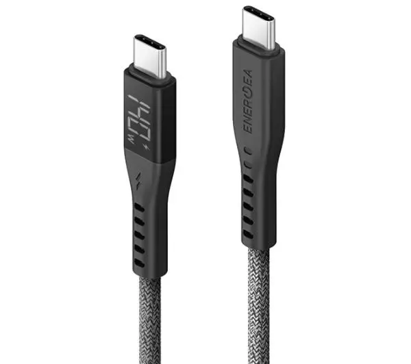 Energea Flow USB-C - USB-C Digital Display 1.5m 240W 5A PD Fast Charge Czarny