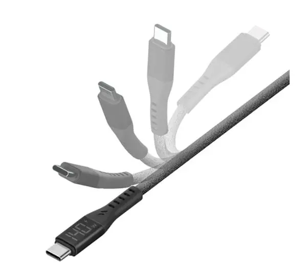 Energea Flow USB-C - USB-C Digital Display 1.5m 240W 5A PD Fast Charge Czarny