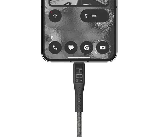 Energea Flow USB-C - USB-C Digital Display 1.5m 240W 5A PD Fast Charge Czarny