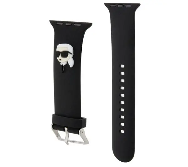 Karl Lagerfeld Pasek KLAWLSLKNK Apple Watch 42/44/45/49mm czarny/black strap 3D Rubber Karl Head