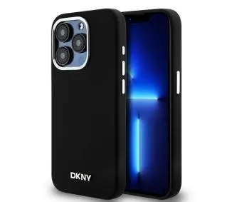 DKNY Liquid Silicone Small Metal Logo MagSafe do iPhone 15 Pro Czarny
