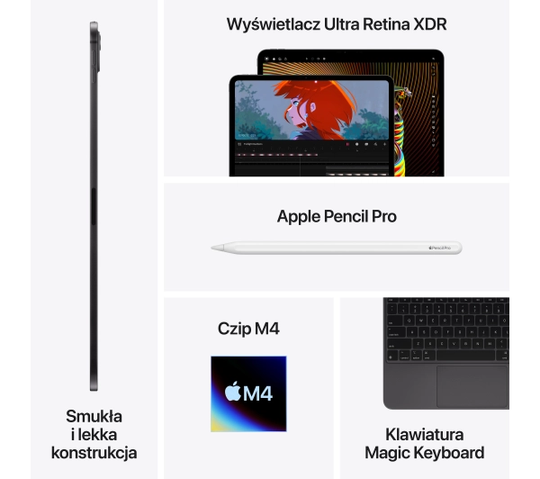 Apple iPad Pro 5 gen 2024 11"16/2TB Wi-Fi Cellular 5G Gwiezdna czerń - Kup na Raty - RRSO 0%