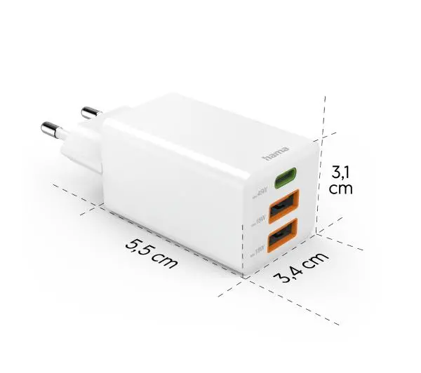 Hama mini 45W GaN QC Biały