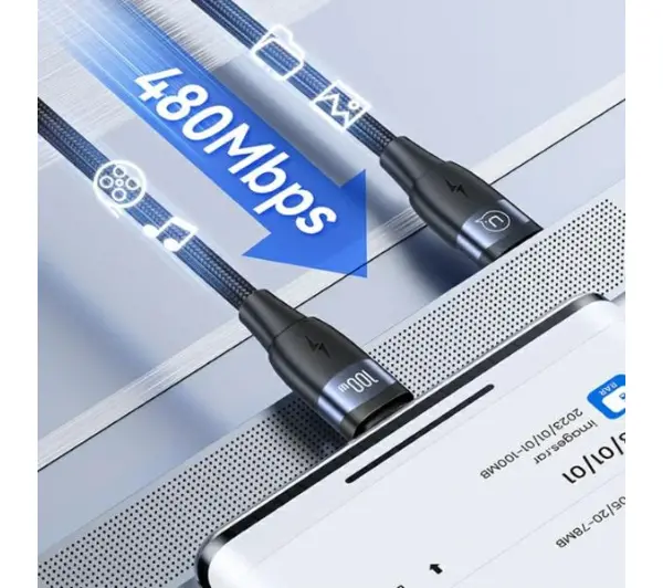 USAMS SJ632USB01 USB-C do USB-C 1,2m Czarny