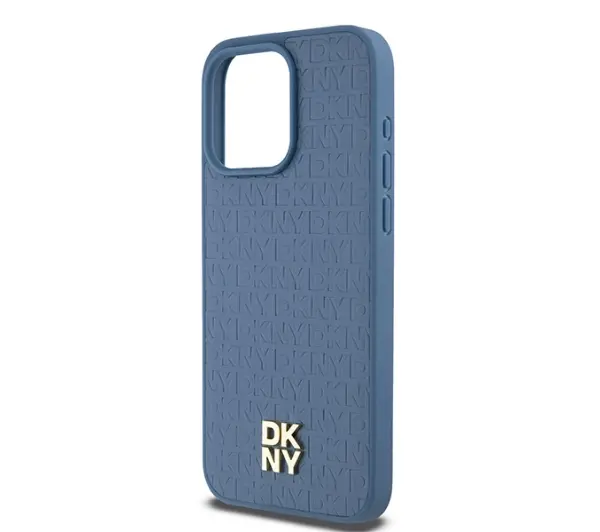 DKNY Hardcase Leather Monogram Pattern Metal Logo MagSafe DKHMP15XPSHRPSB do iPhone 15 Pro Max Niebieski)