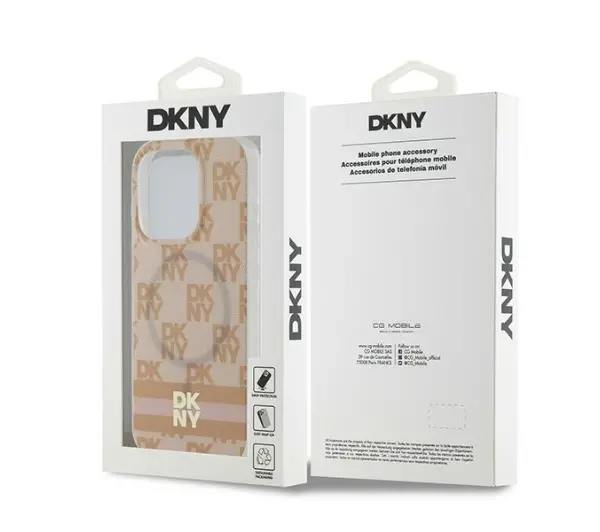 DKNY IML Checkered Mono Pattern & Printed do iPhone 15 Pro Max Różowy