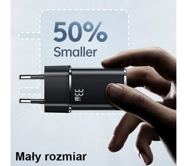 USAMS T43 USB-C+USB 33W + kabel lightning Czarny
