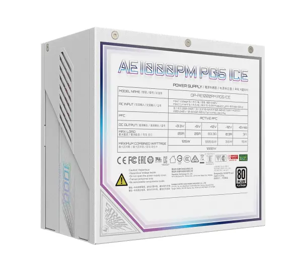 Gigabyte GP-AE1000PM PG5 ICE PCIE5.0 120mm 80+Platinum Biały - Kup na Raty - RRSO 0%