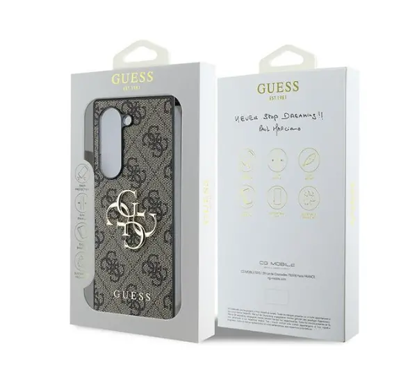 Guess 4G Leather Logo do Z Fold 6 Brązowy