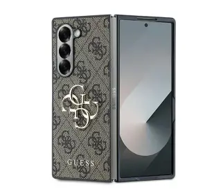 Guess 4G Leather Logo do Z Fold 6 Brązowy