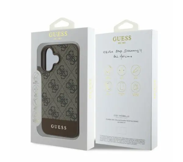 Guess hardcase 4G Bottom Stripe do iPhone 16 Brązowy