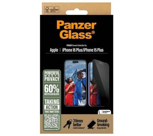 PanzerGlass Privacy Screen Protector iPhone 16 Plus