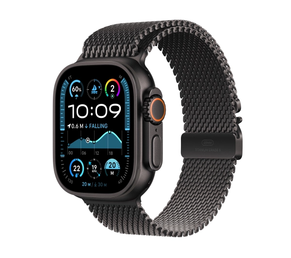 Apple Watch Ultra 2 GPS + Cellular Koperta z tytanu czarna 49mm Bransoleta mediolańska z tytanu Czarna Rozmiar S